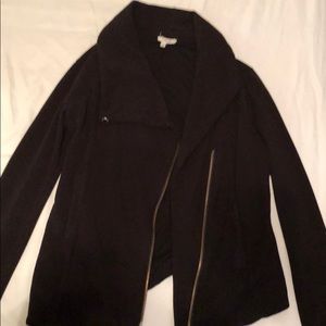 Helmet Lang Waterfall Collard Black Sweater